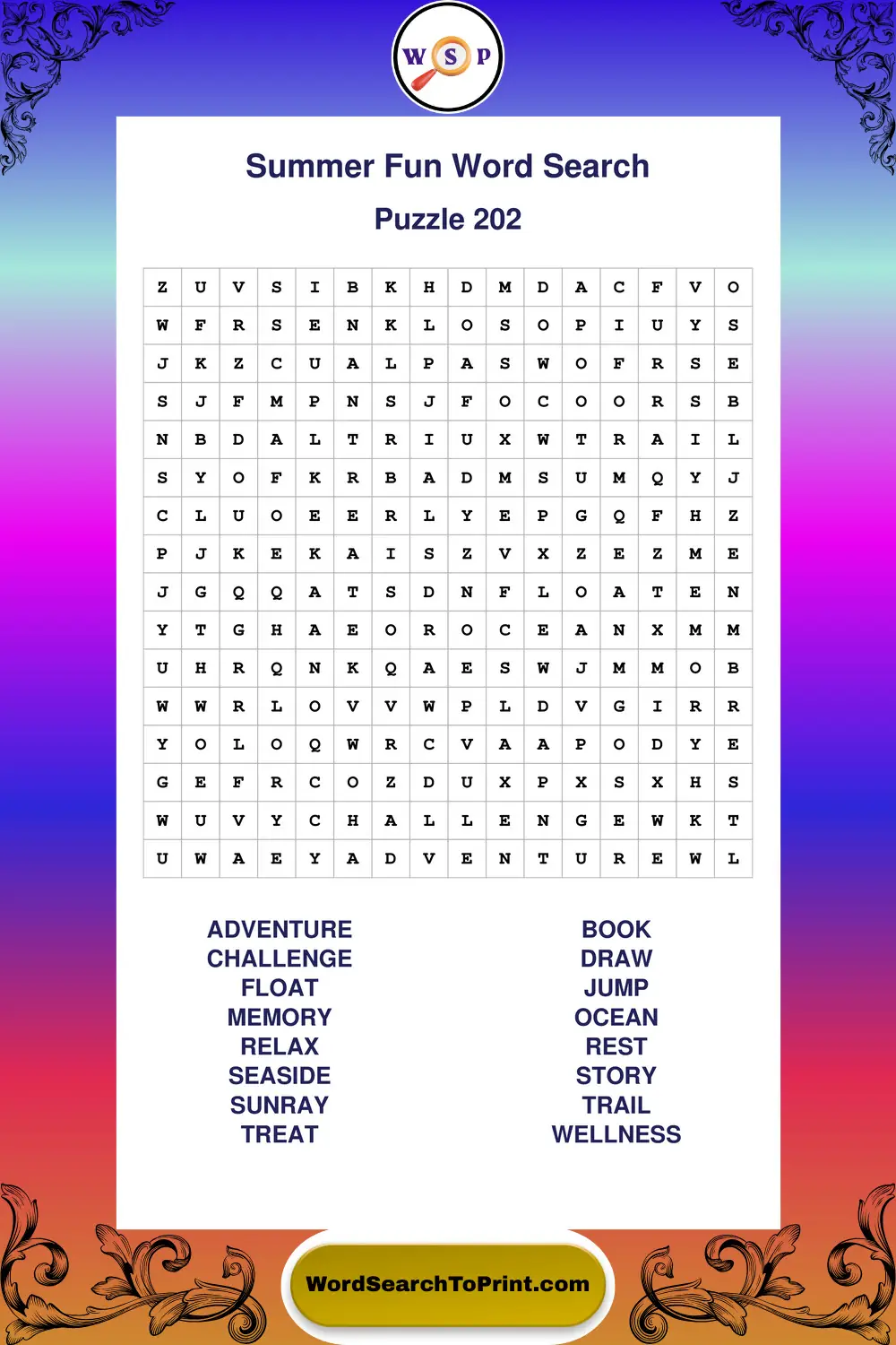 Summer Fun Word Search Puzzle 202
