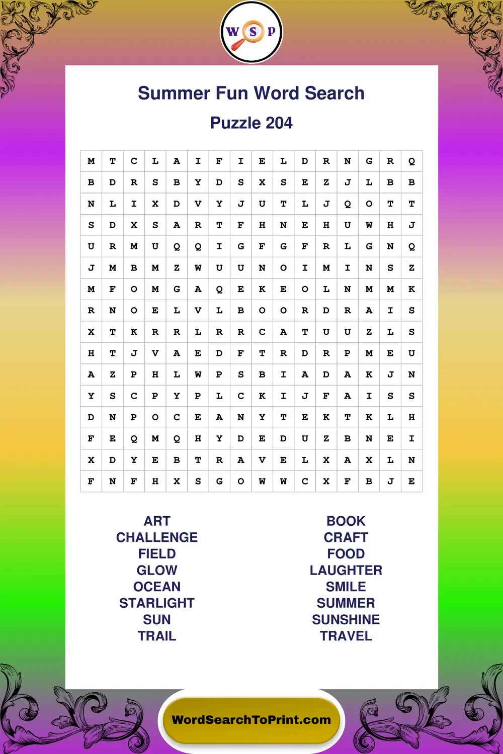 Summer Fun Word Search Puzzle 204