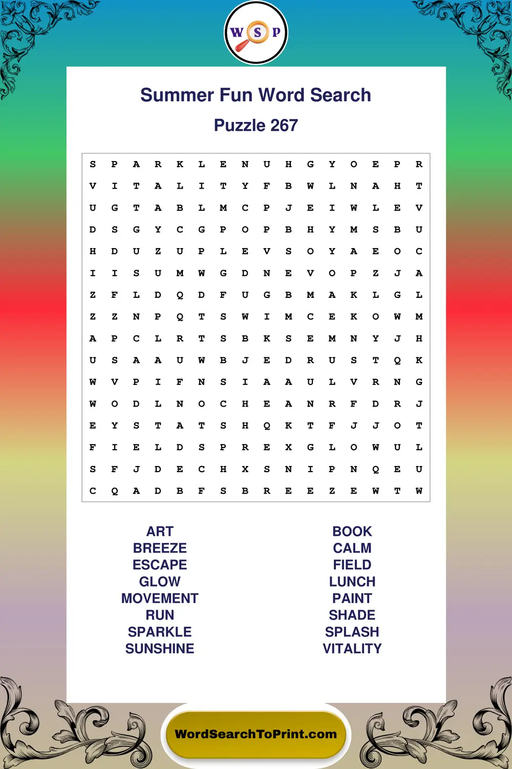 Summer Fun Word Search Puzzle 267