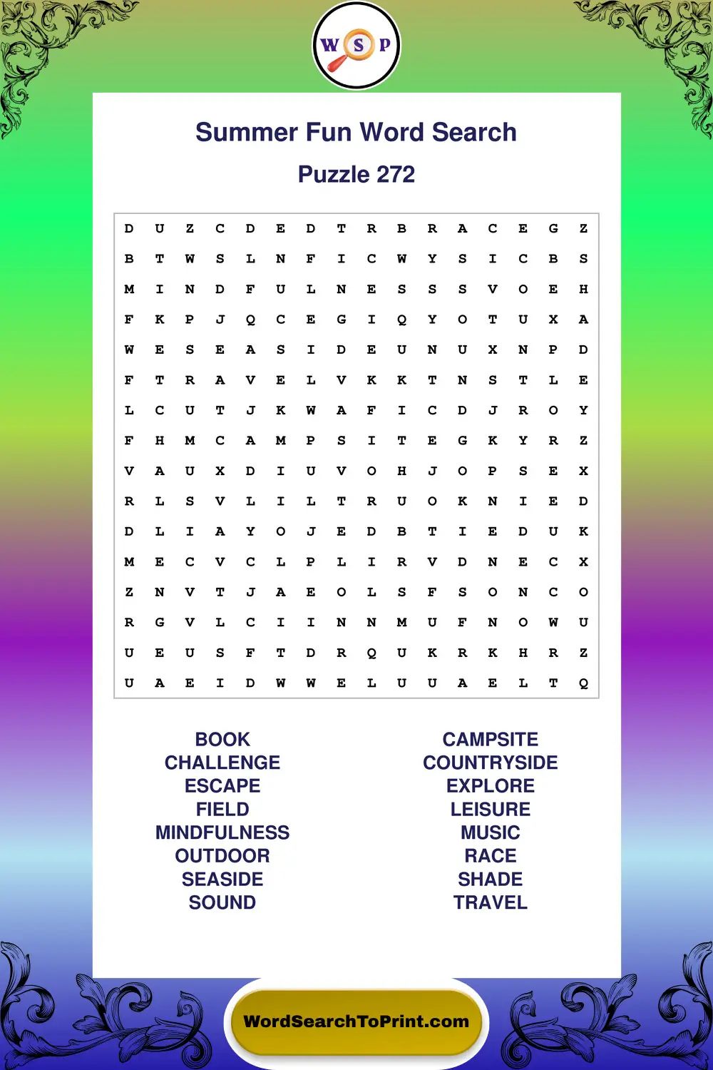 Summer Fun Word Search Puzzle 272