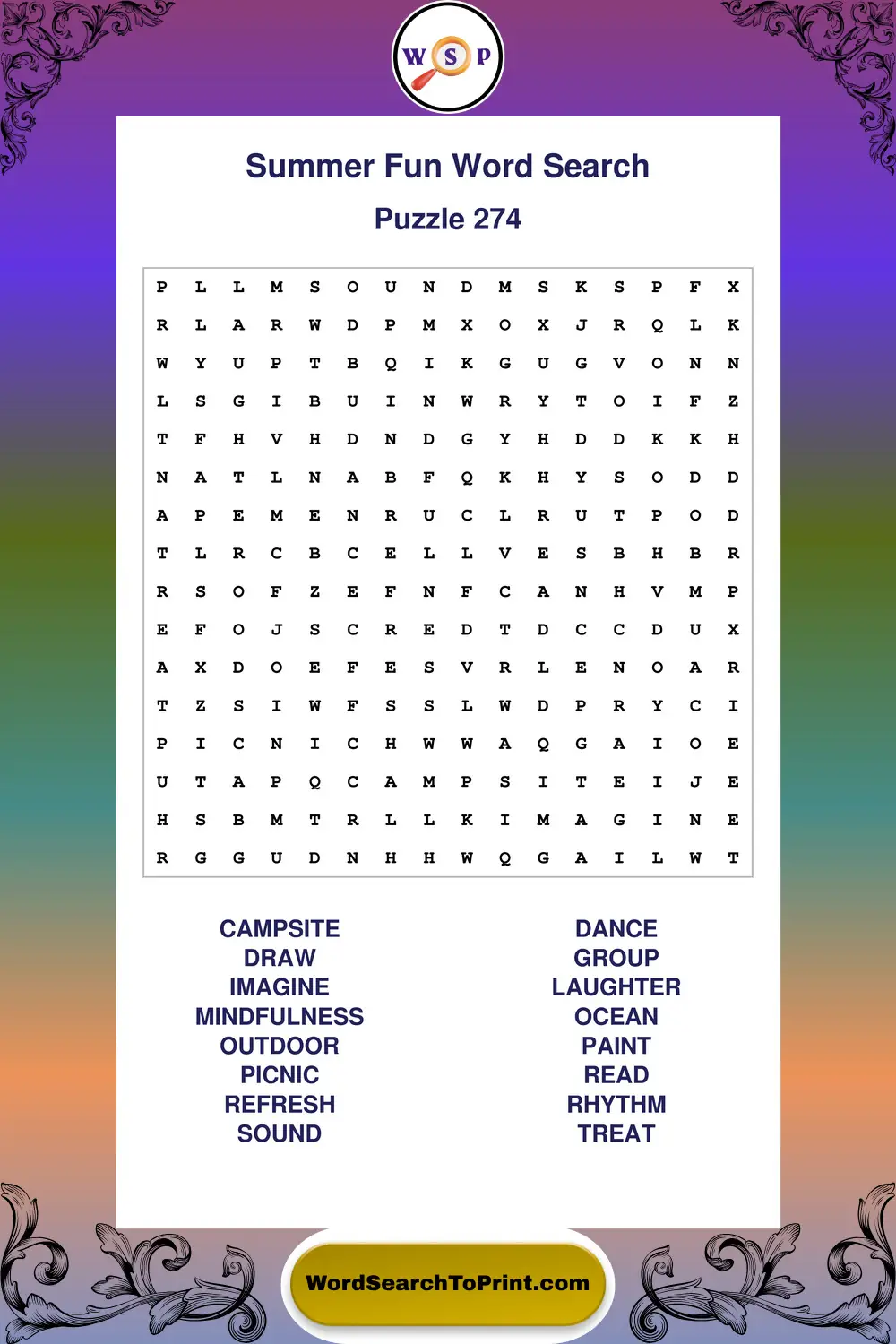 Summer Fun Word Search Puzzle 274