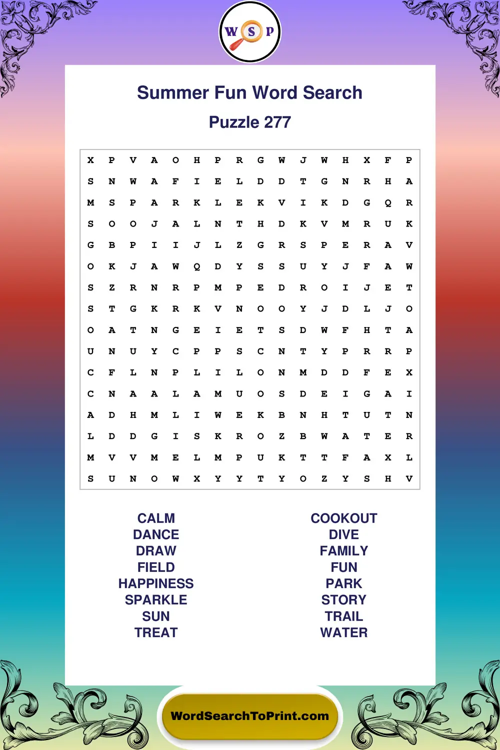 Summer Fun Word Search Puzzle 277