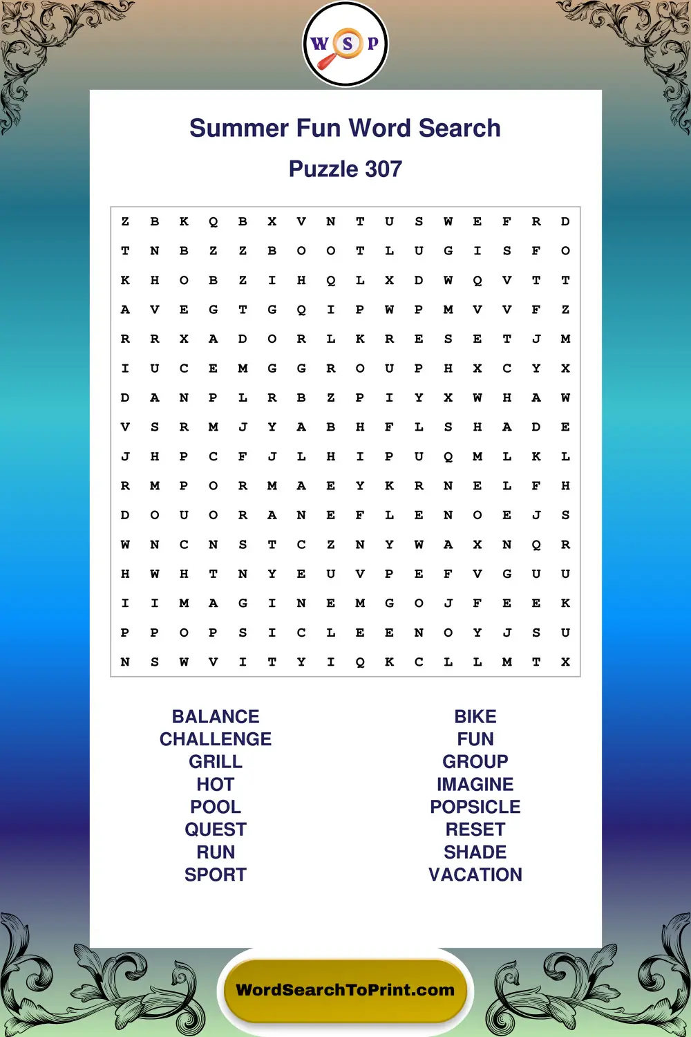Summer Fun Word Search Puzzle 307