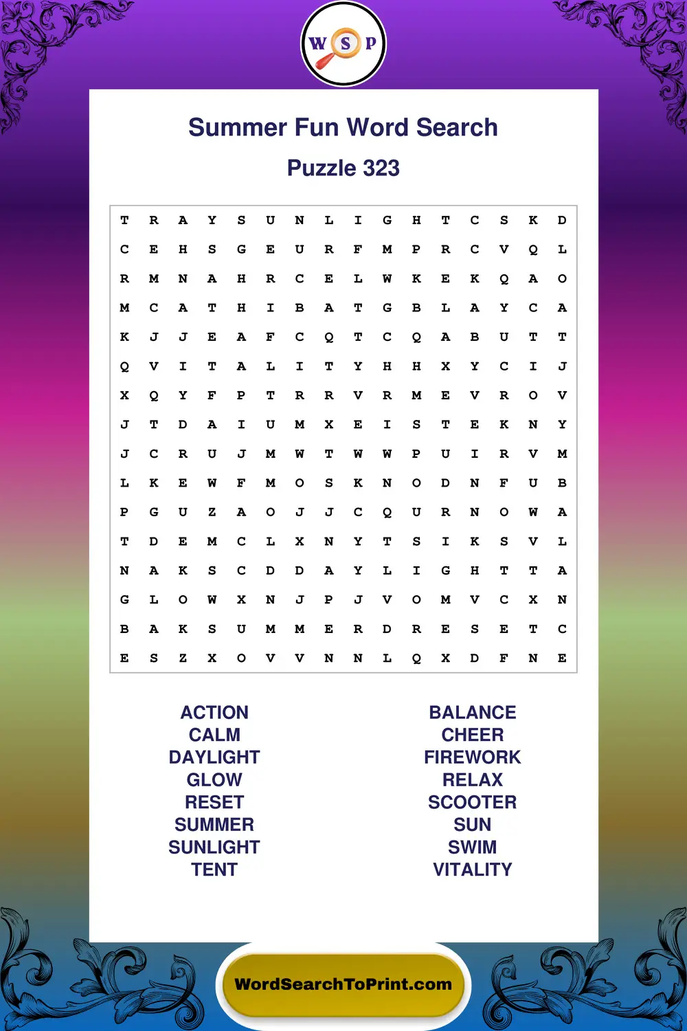 Summer Fun Word Search Puzzle 323