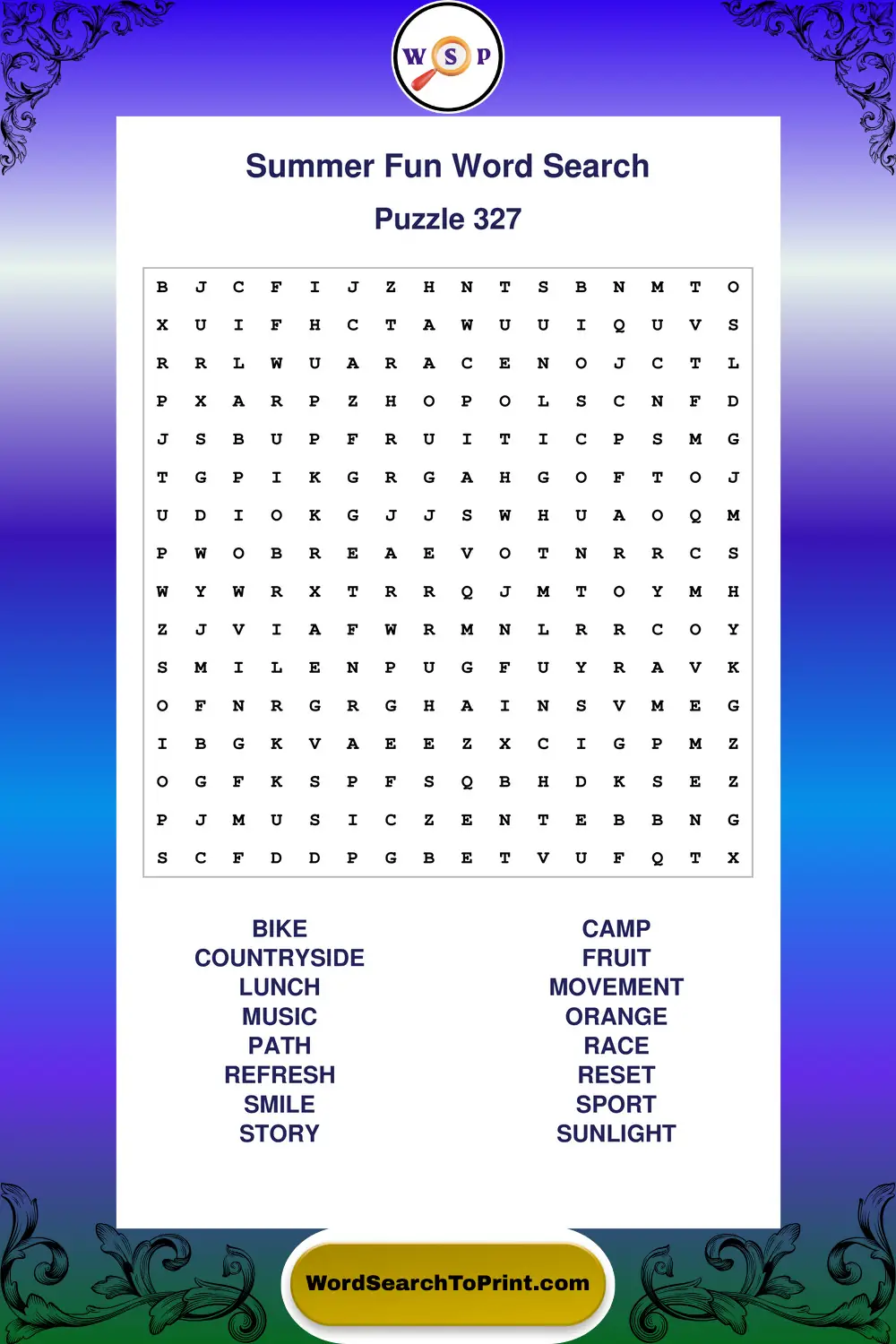 Summer Fun Word Search Puzzle 327