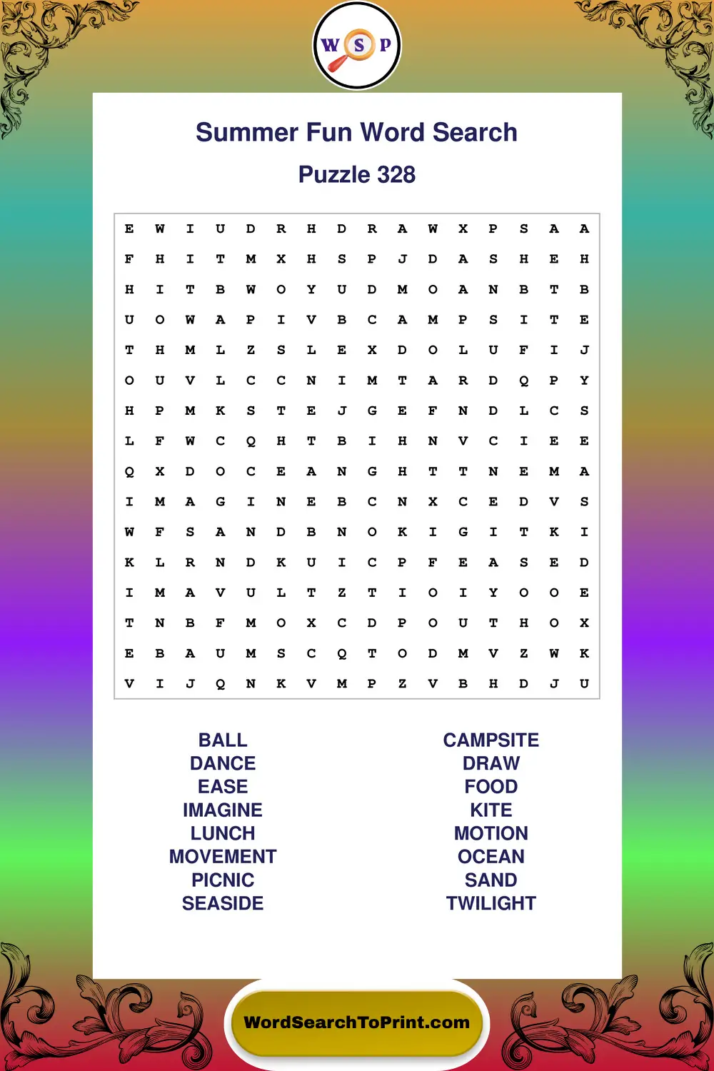 Summer Fun Word Search Puzzle 328