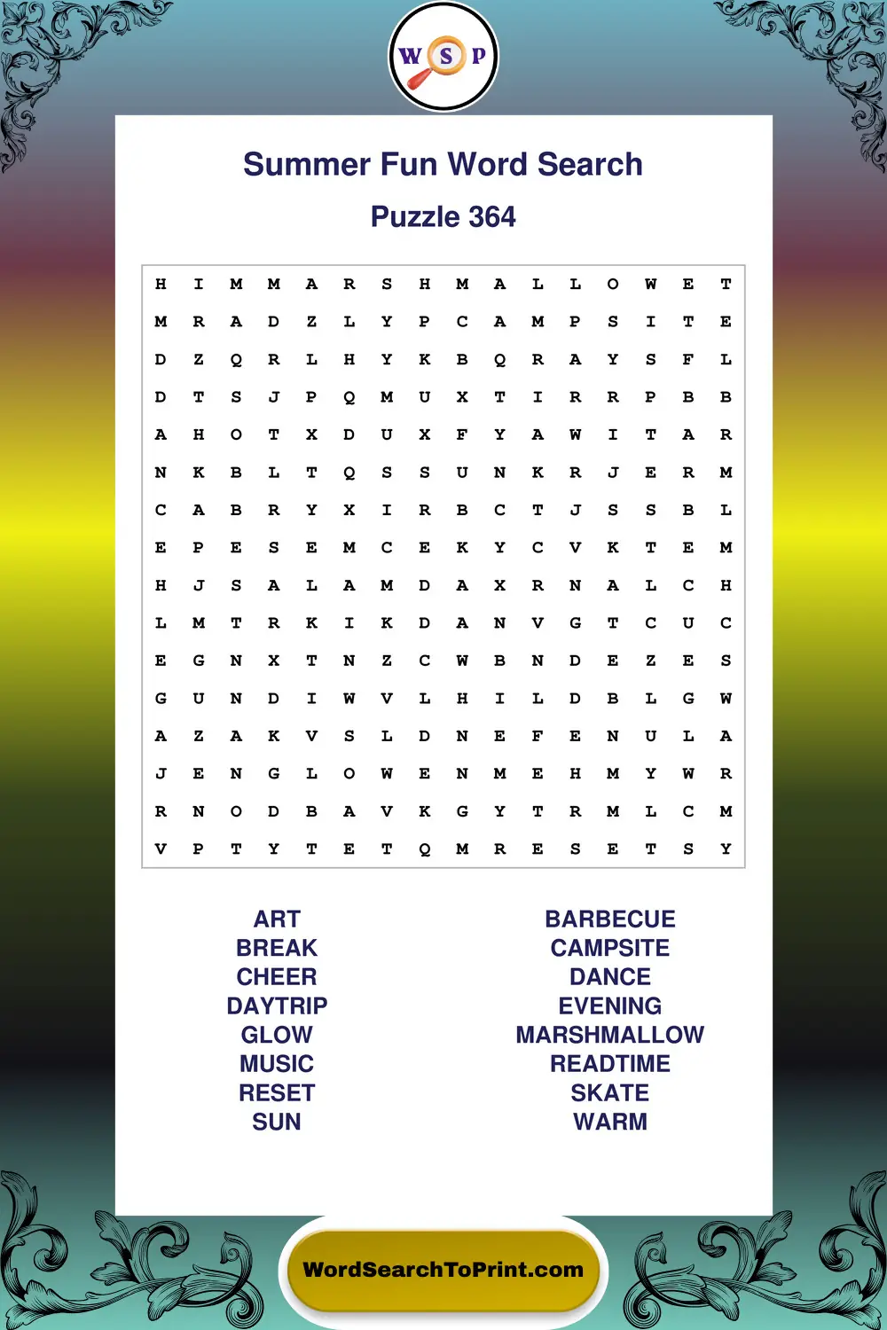 Summer Fun Word Search Puzzle 364