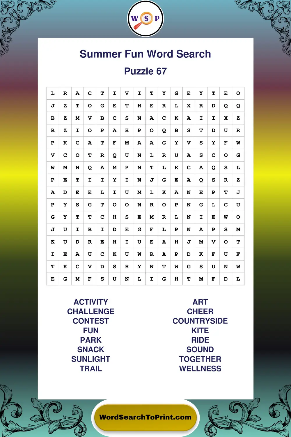 Summer Fun Word Search Puzzle 67