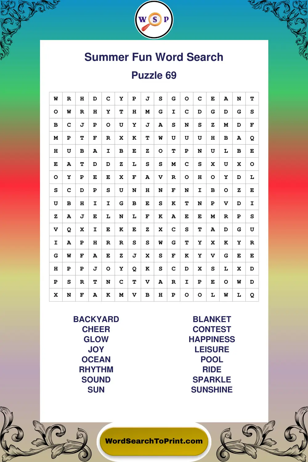 Summer Fun Word Search Puzzle 69
