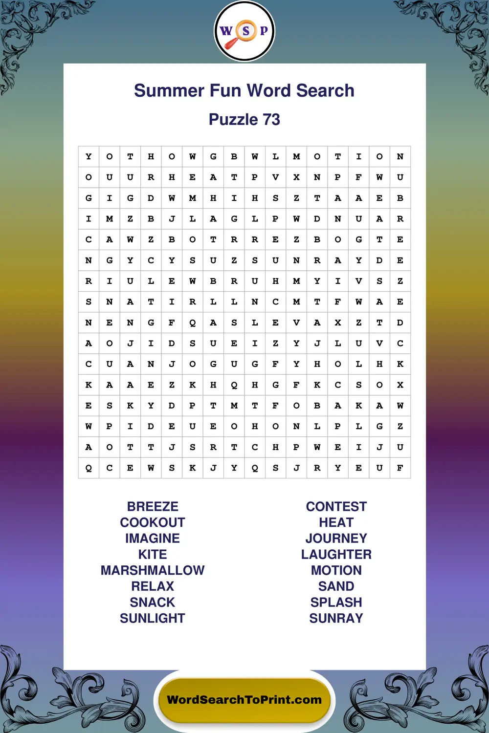 Summer Fun Word Search Puzzle 73