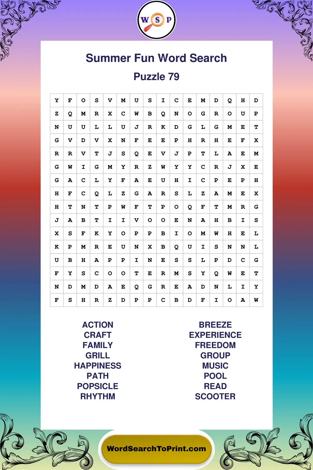Summer Fun Word Search Puzzle 79
