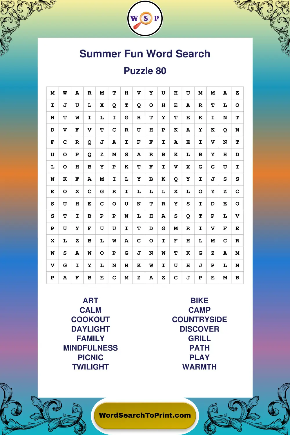 Summer Fun Word Search Puzzle 80