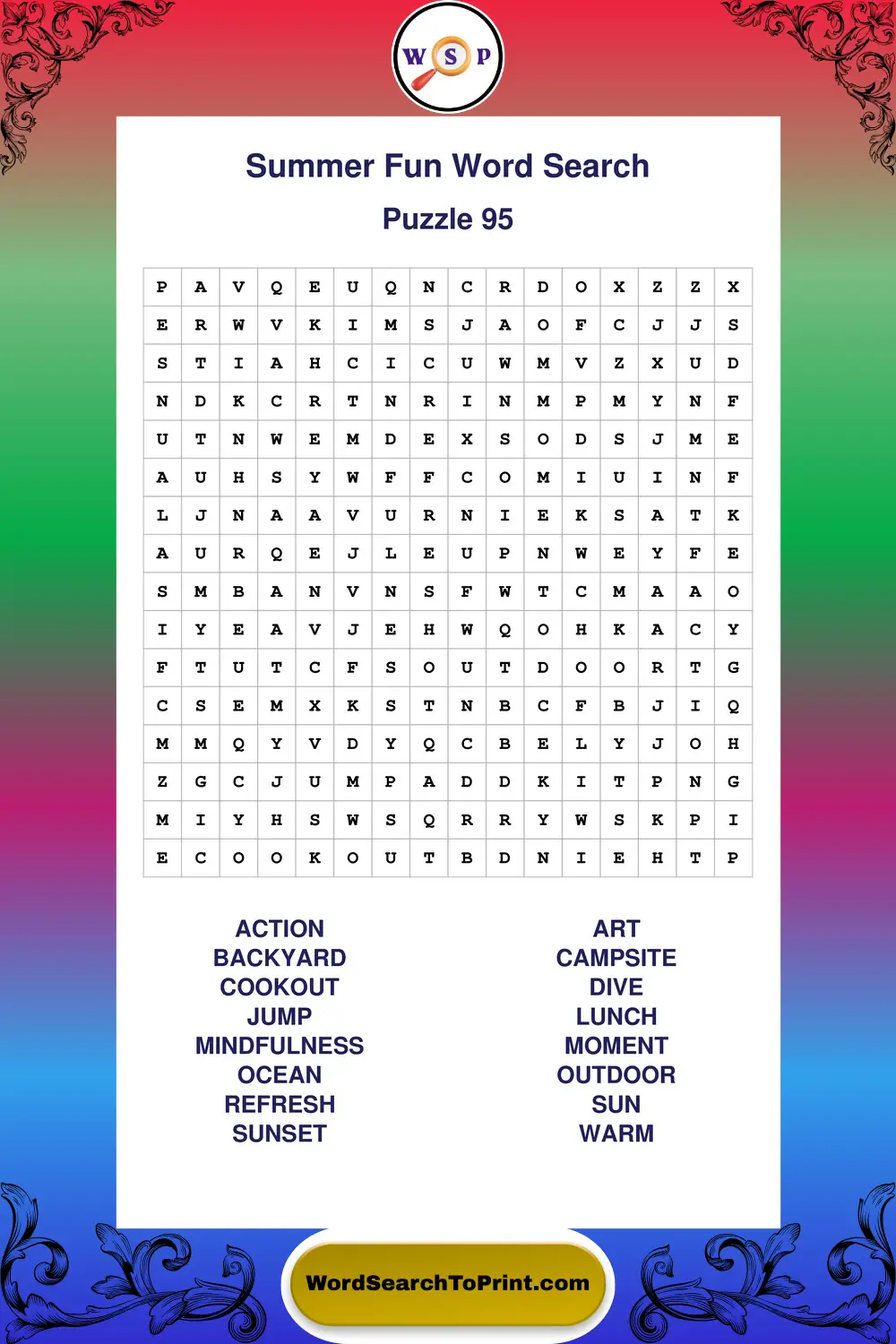 Summer Fun Word Search Puzzle 95