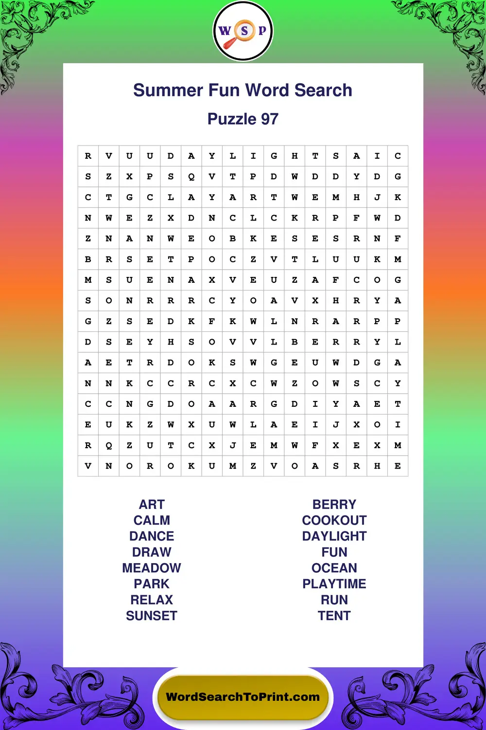 Summer Fun Word Search Puzzle 97