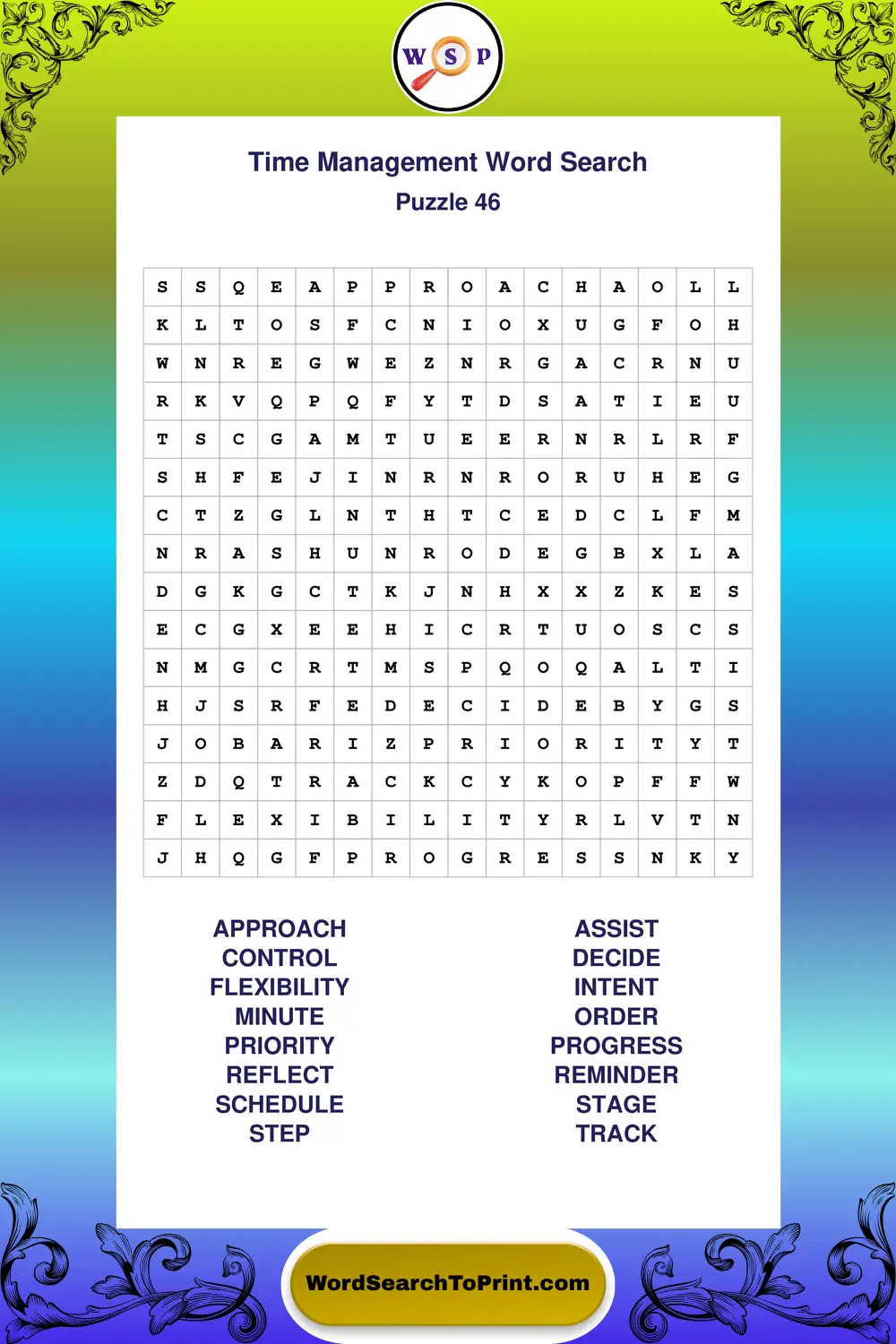 Time Management Word Search Puzzle 46