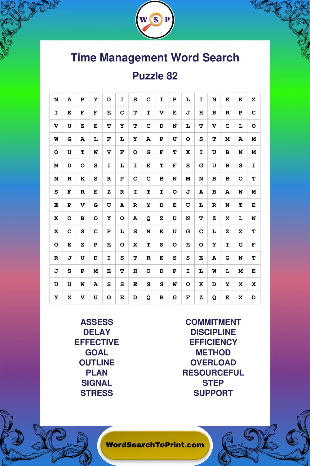 Time Management Word Search Puzzle 82