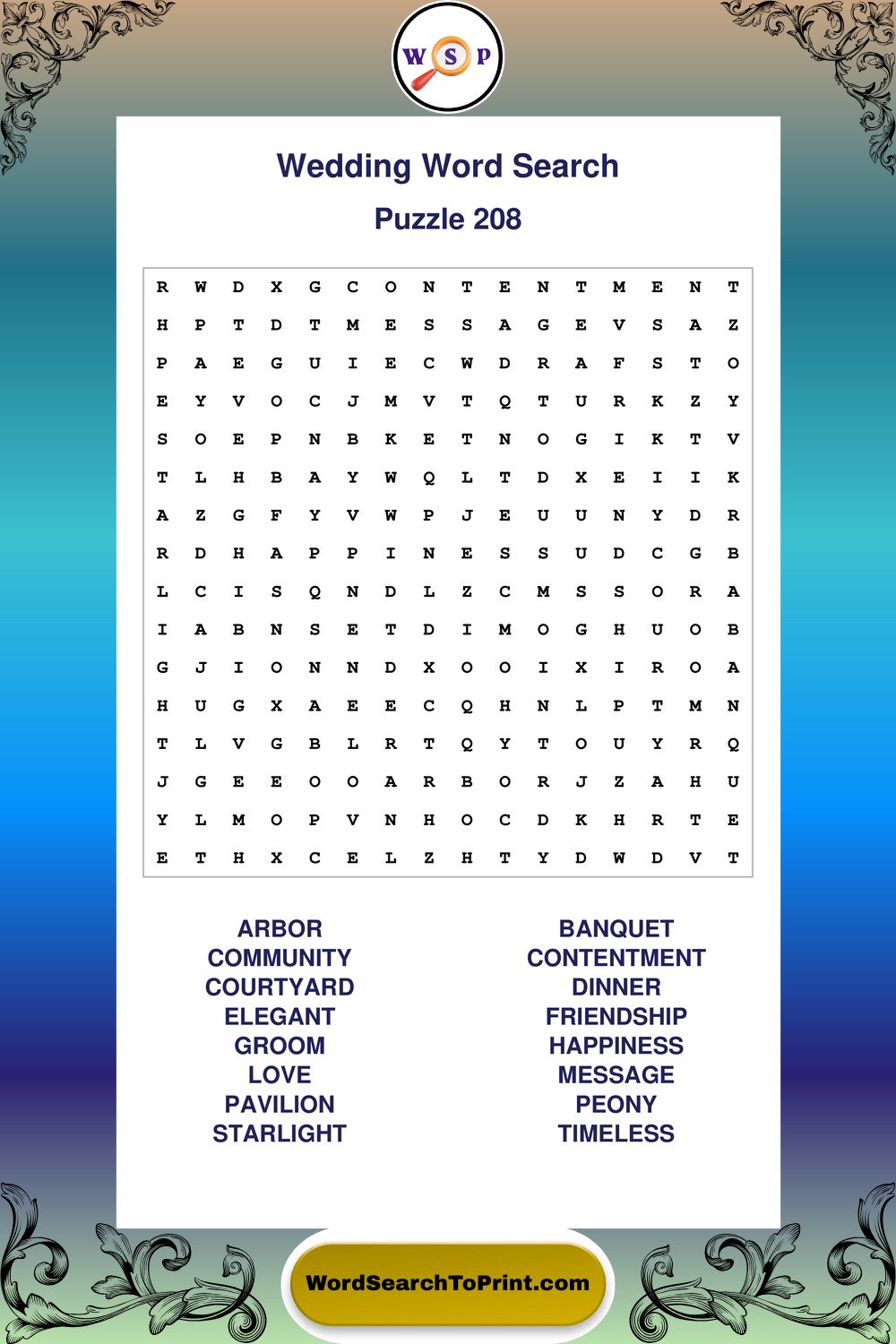 Wedding Word Search Puzzle 208