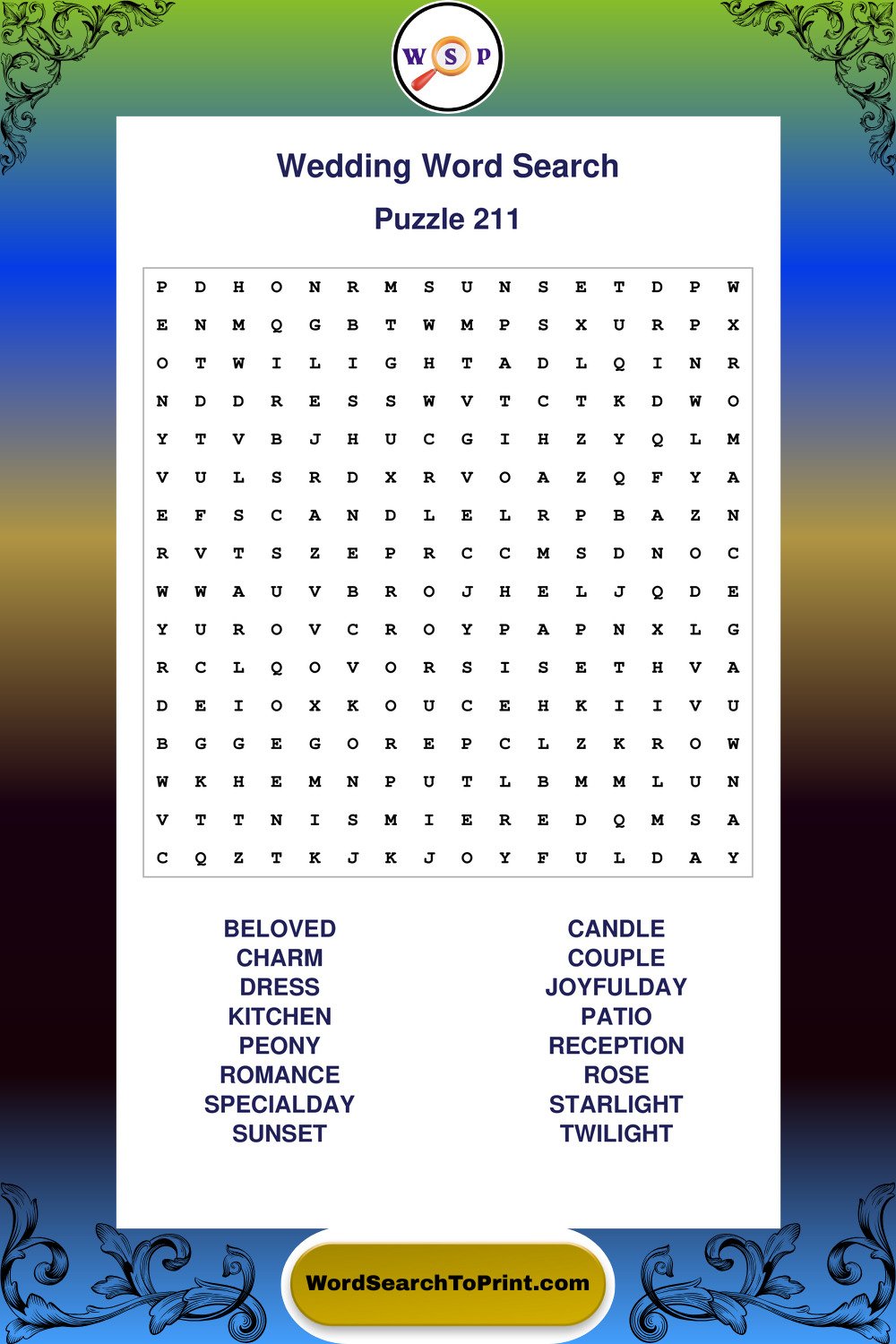 Wedding Word Search Puzzle 211