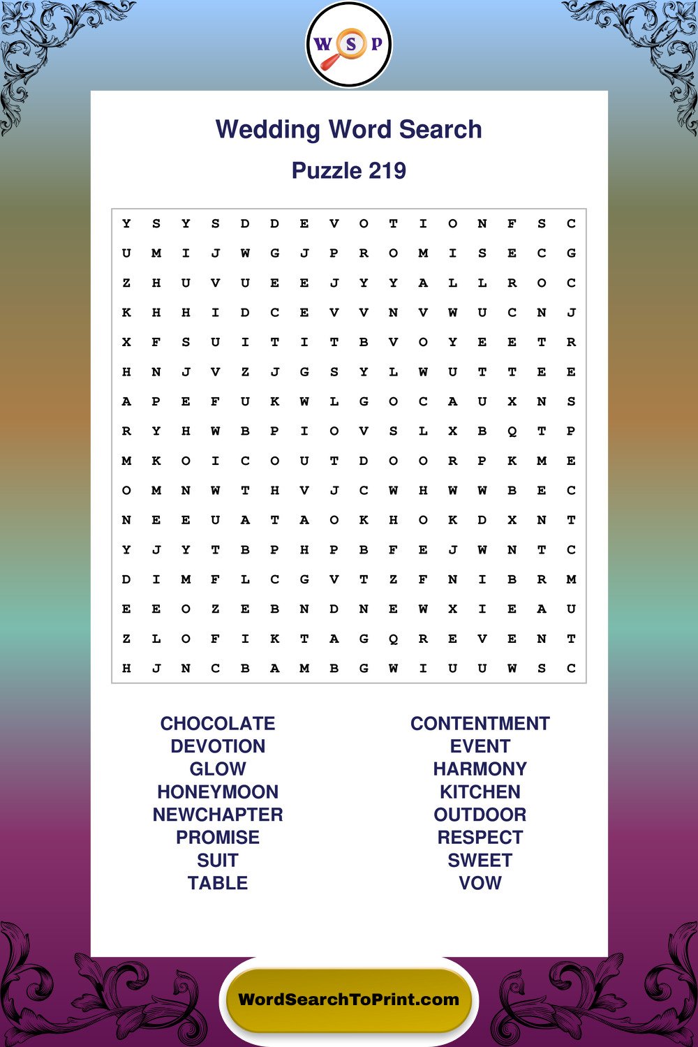 Wedding Word Search Puzzle 219