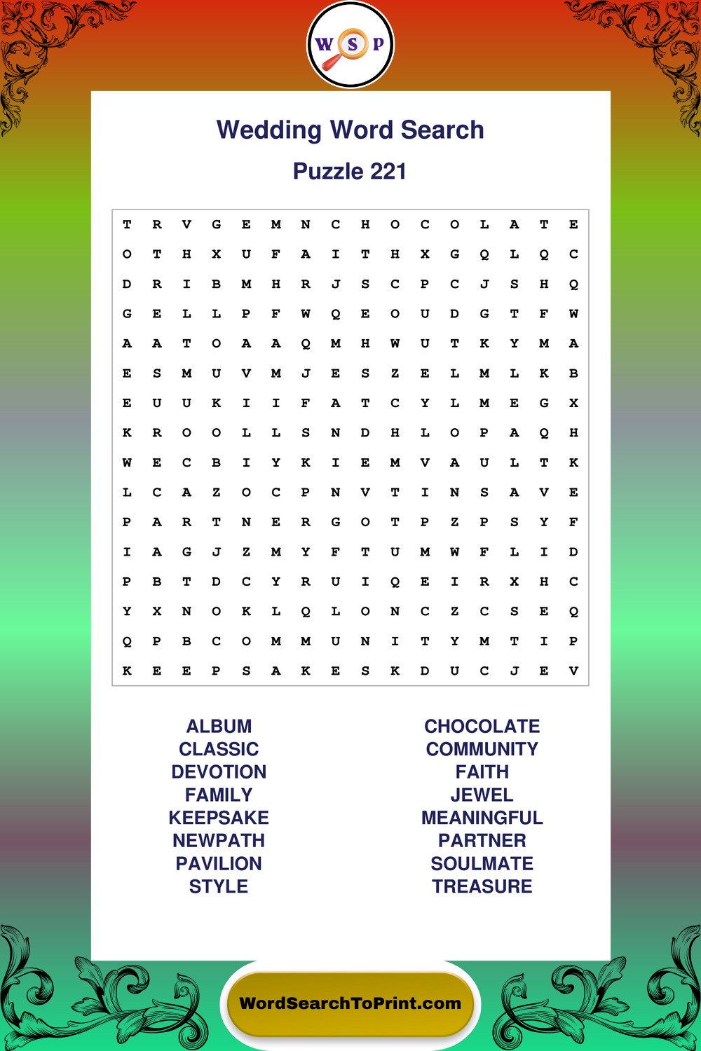 Wedding Word Search Puzzle 221