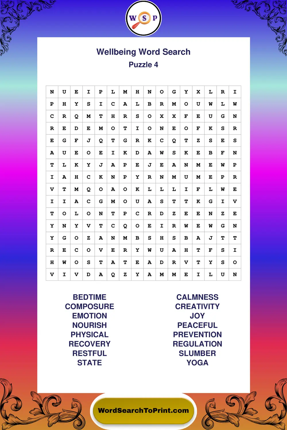 Wellbeing Word Search Puzzle 4