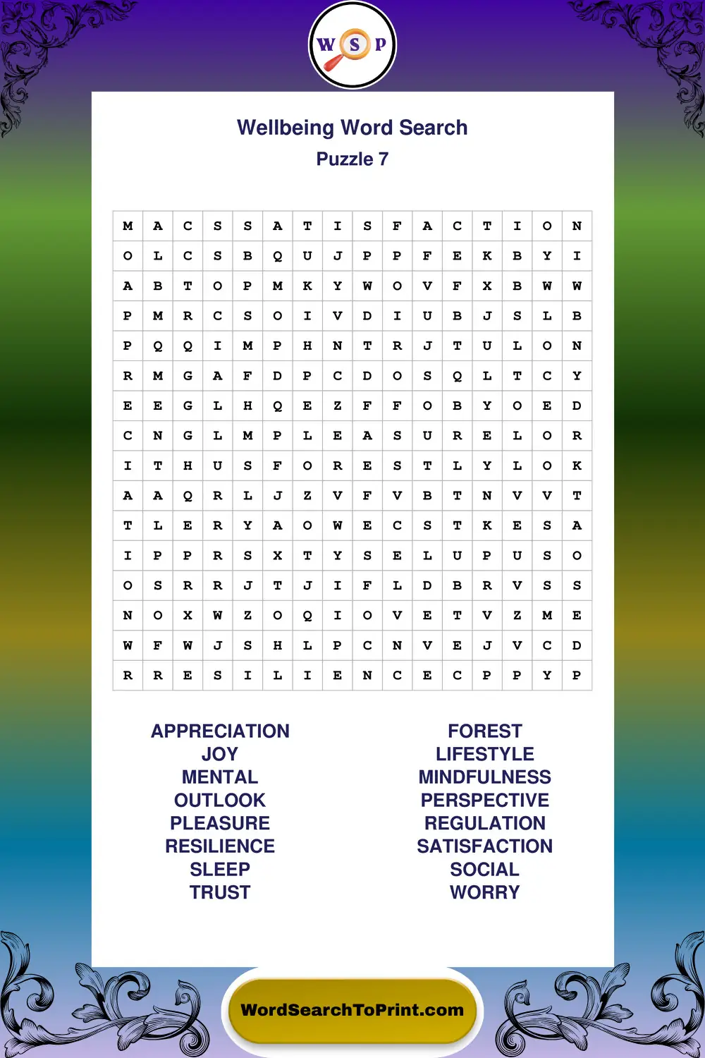 Wellbeing Word Search Puzzle 7
