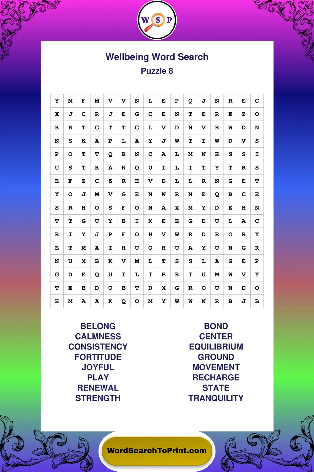 Wellbeing Word Search Puzzle 8