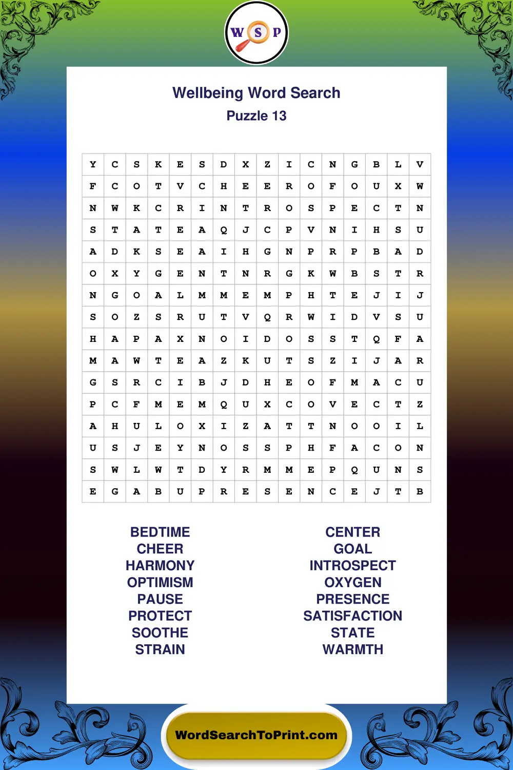 Wellbeing Word Search Puzzle 13