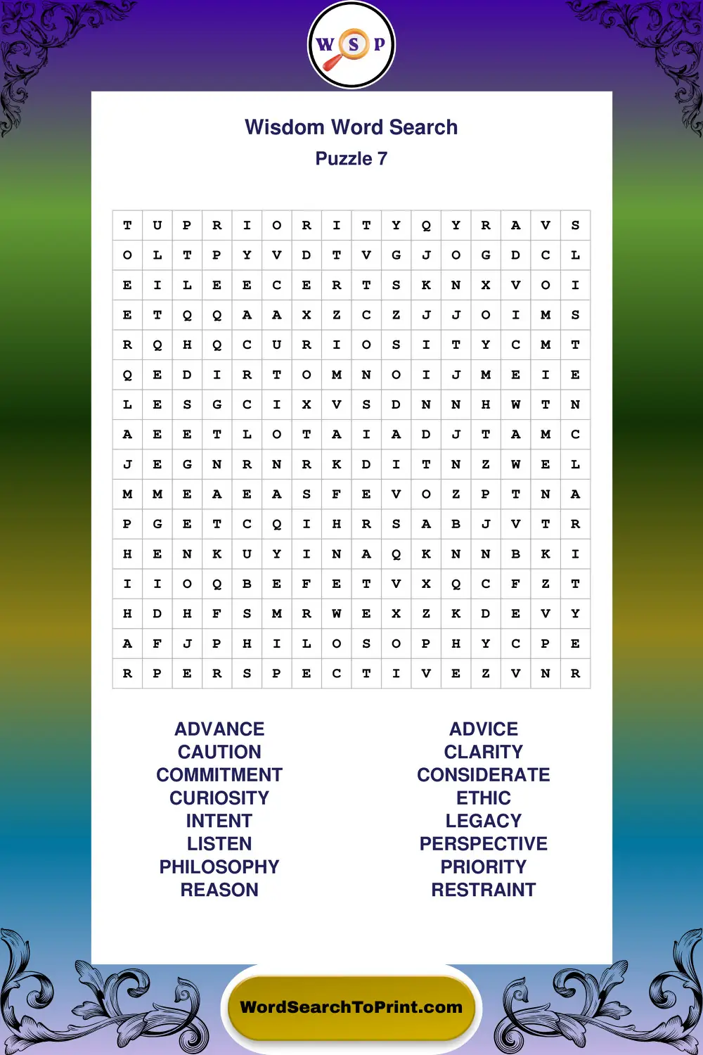 Wisdom Word Search Puzzle 7