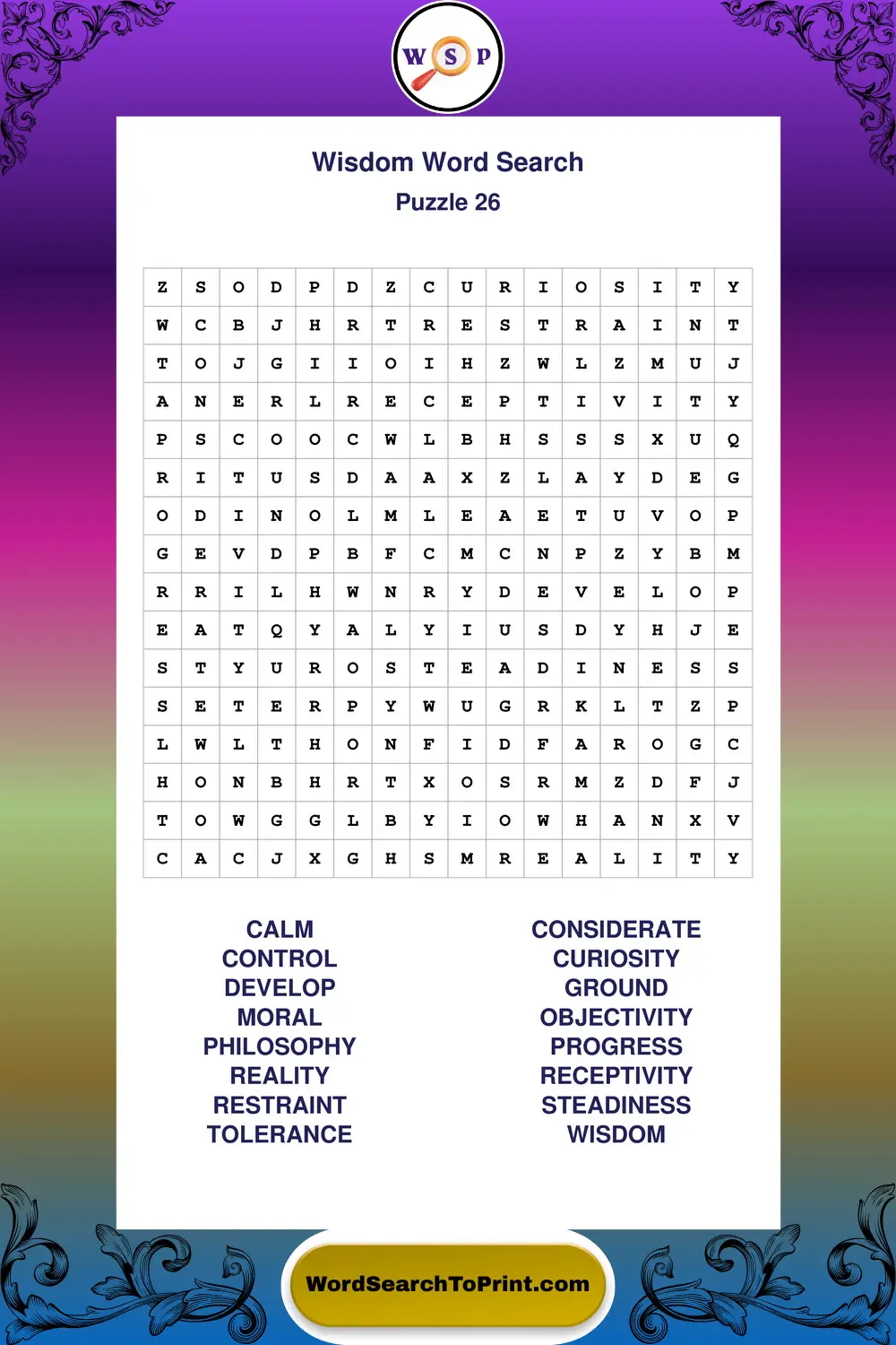 Wisdom Word Search Puzzle 26