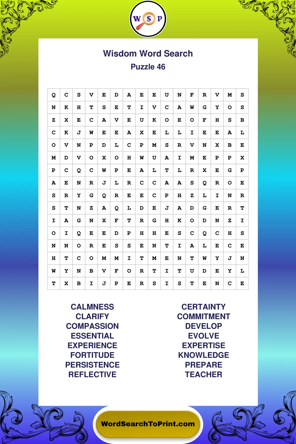 Wisdom Word Search Puzzle 46