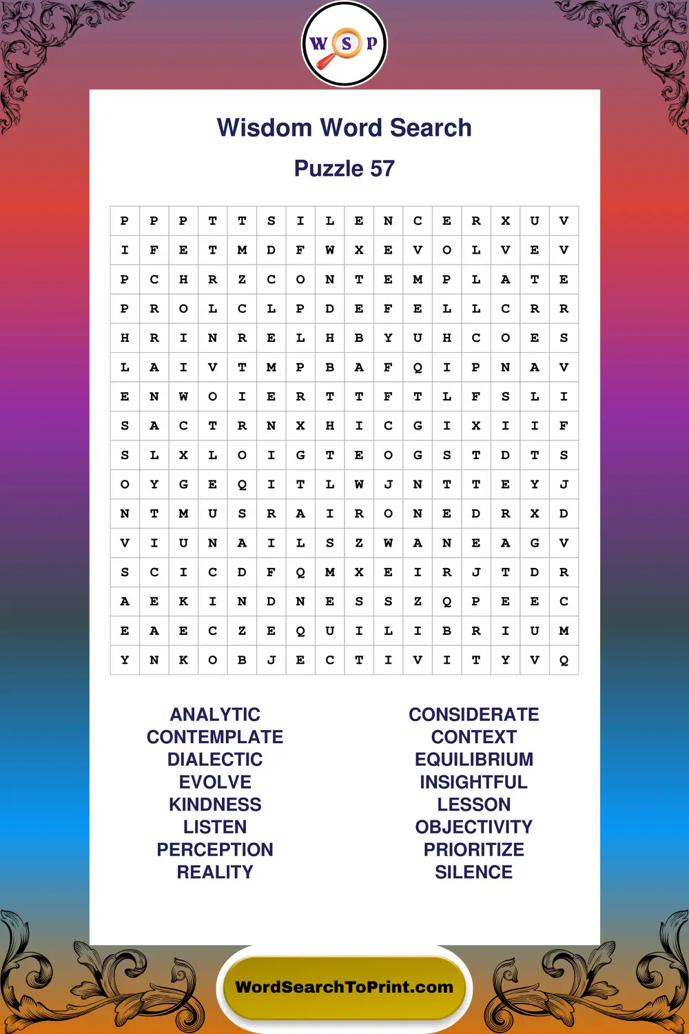 Wisdom Word Search Puzzle 57