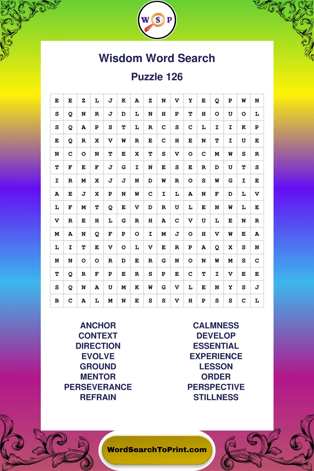 Wisdom Word Search Puzzle 126