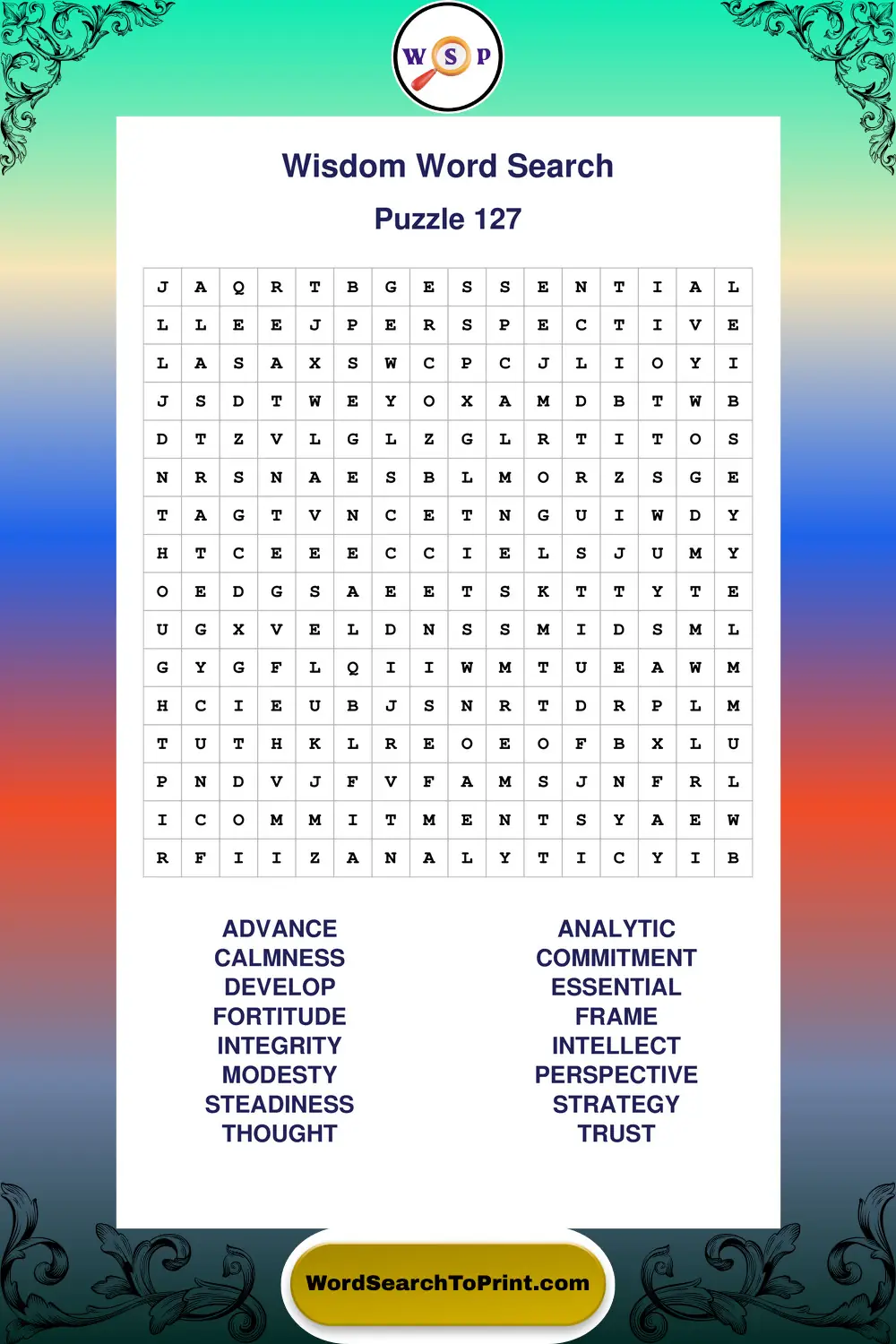 Wisdom Word Search Puzzle 127