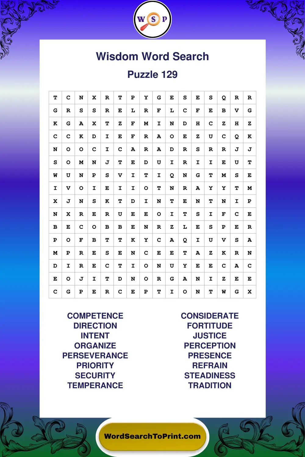 Wisdom Word Search Puzzle 129