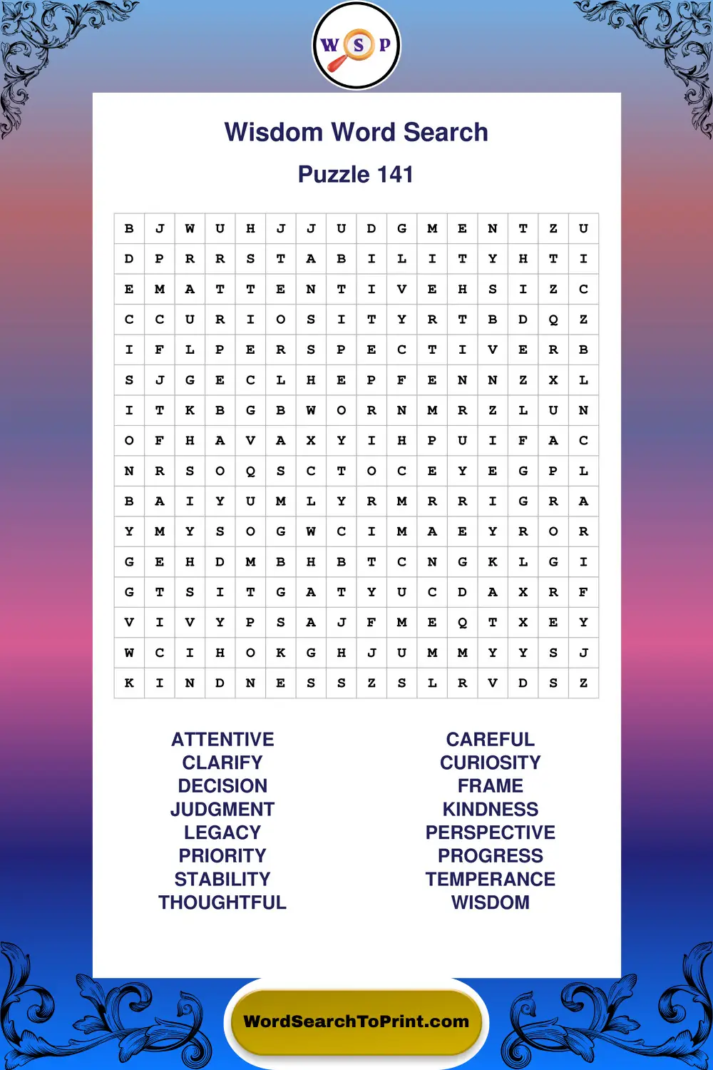 Wisdom Word Search Puzzle 141