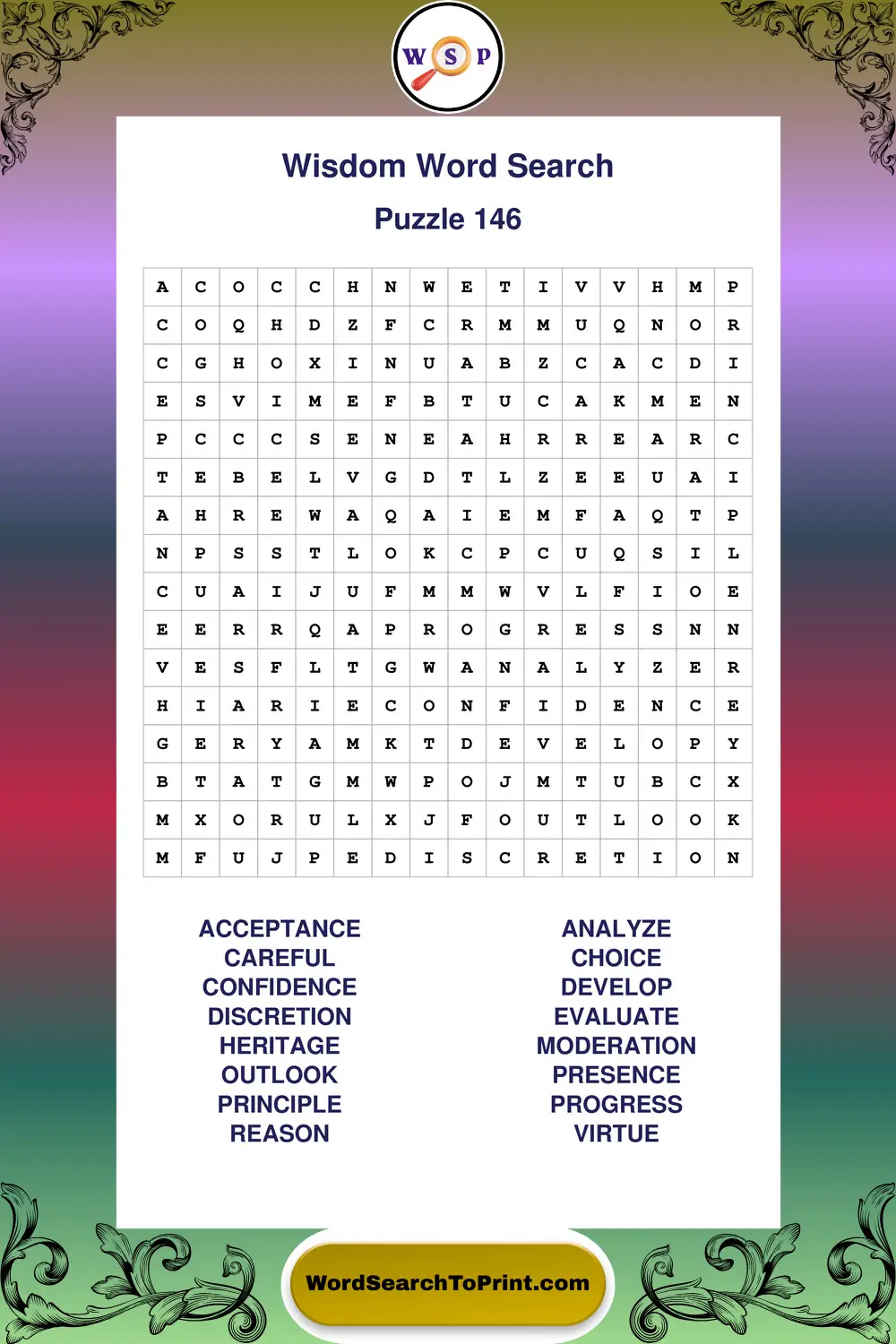 Wisdom Word Search Puzzle 146