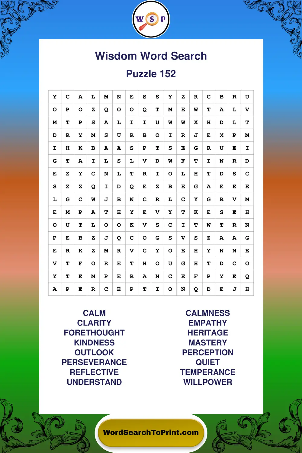 Wisdom Word Search Puzzle 152