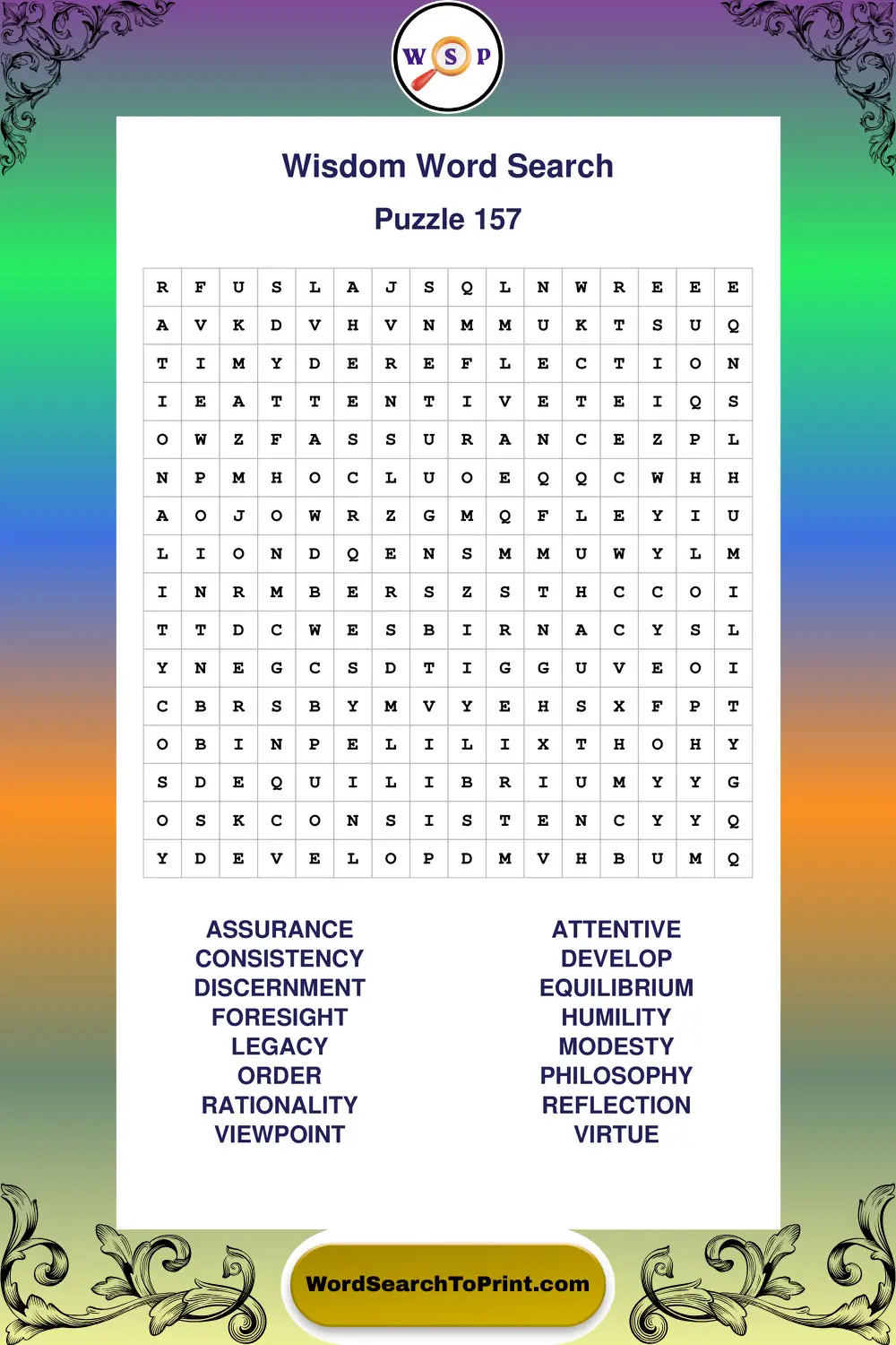 Wisdom Word Search Puzzle 157
