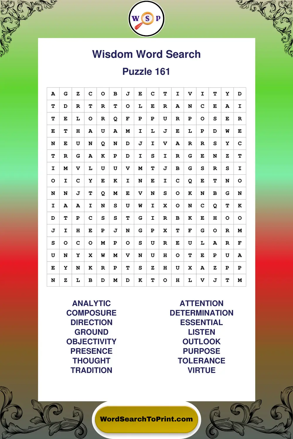 Wisdom Word Search Puzzle 161