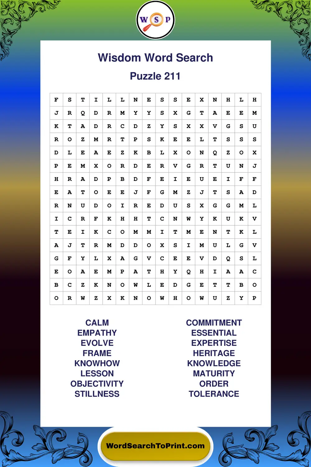 Wisdom Word Search Puzzle 211