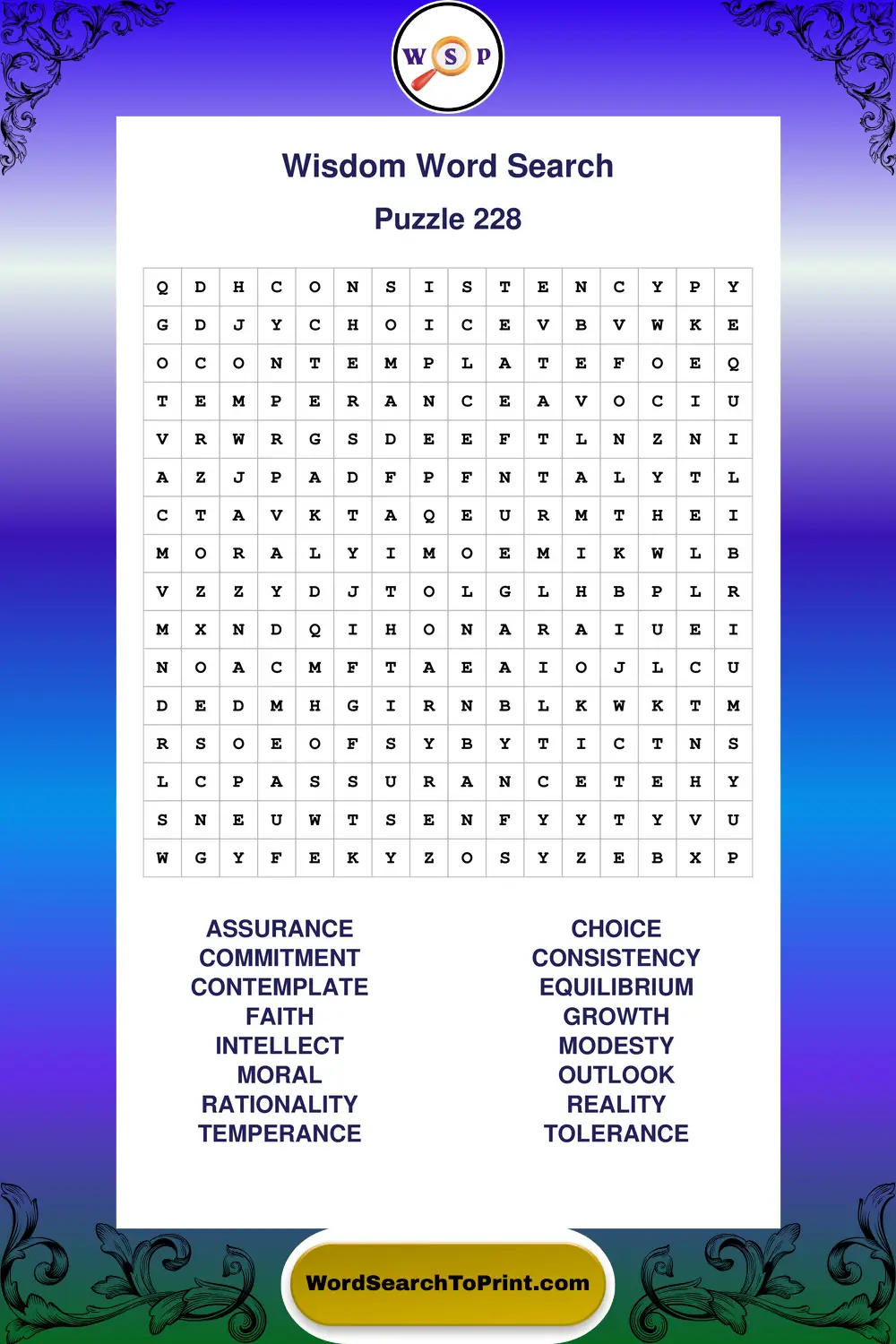 Wisdom Word Search Puzzle 228