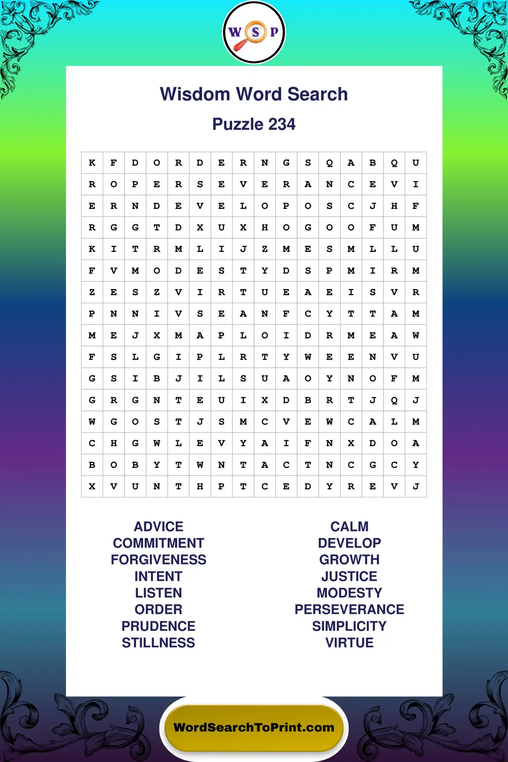 Wisdom Word Search Puzzle 234