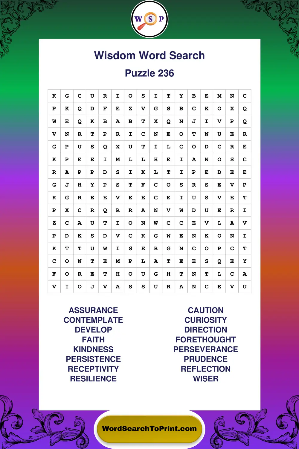 Wisdom Word Search Puzzle 236