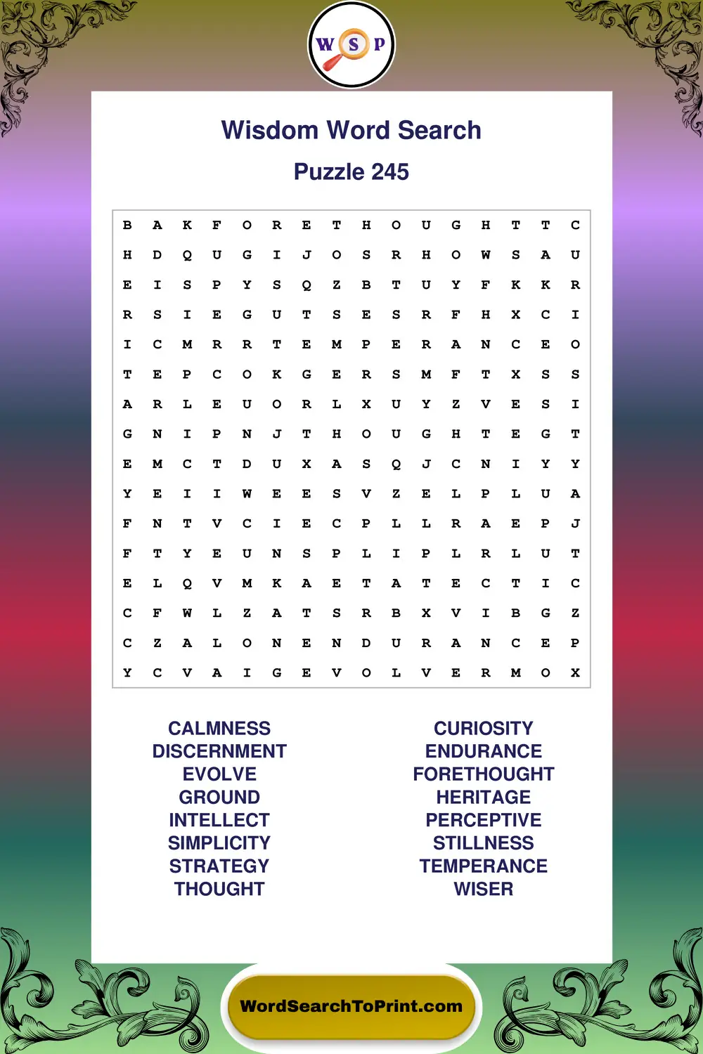 Wisdom Word Search Puzzle 245