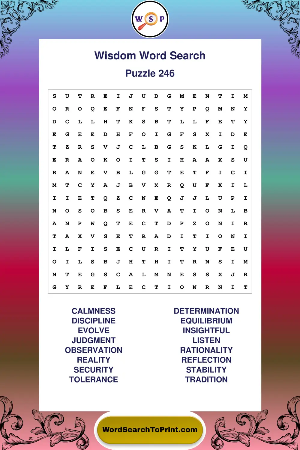 Wisdom Word Search Puzzle 246