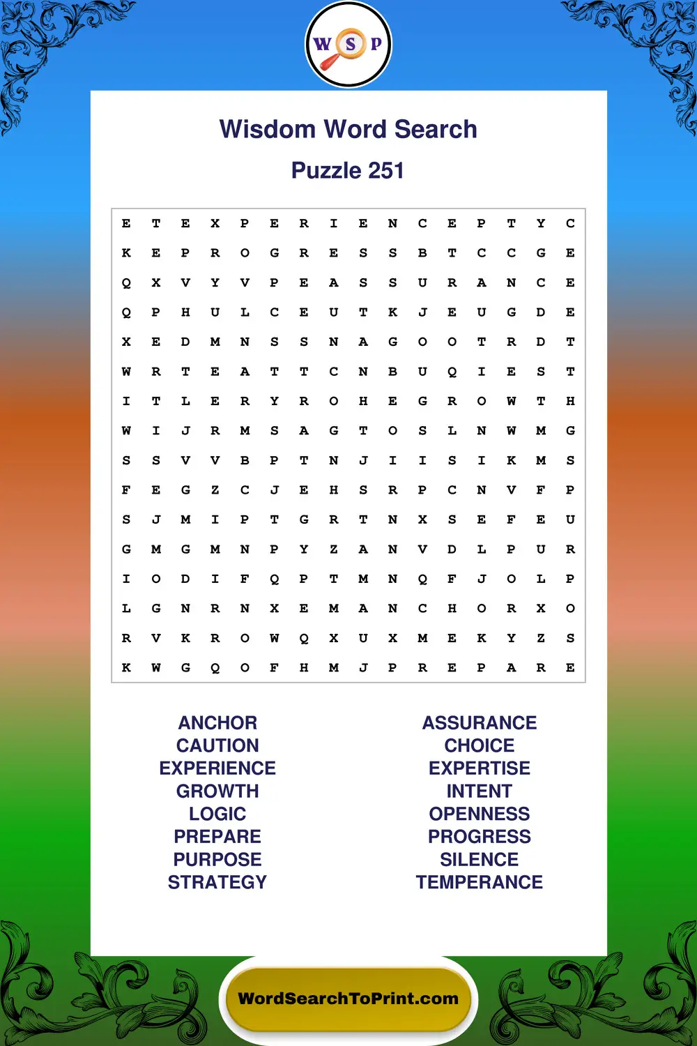 Wisdom Word Search Puzzle 251