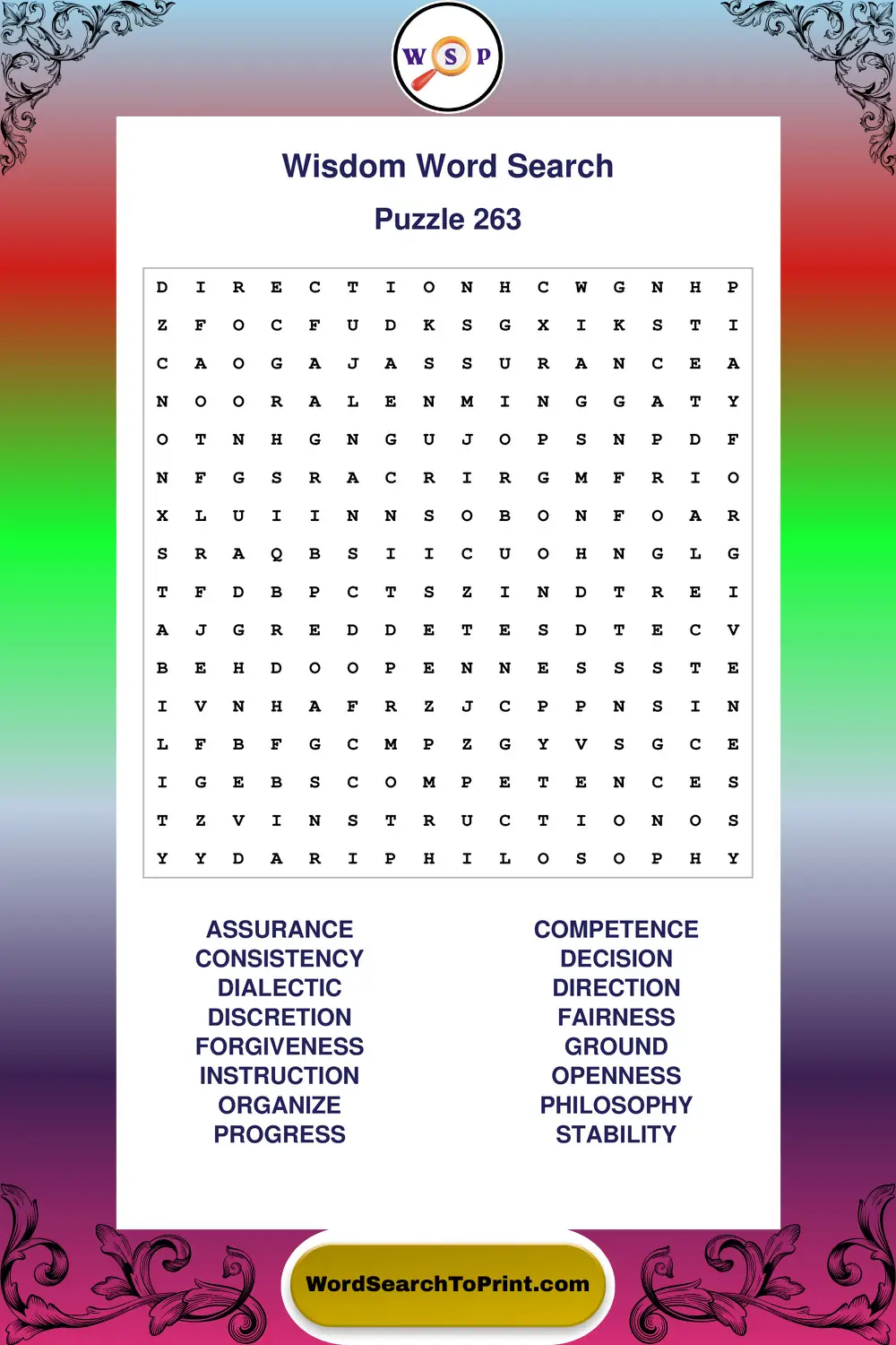 Wisdom Word Search Puzzle 263