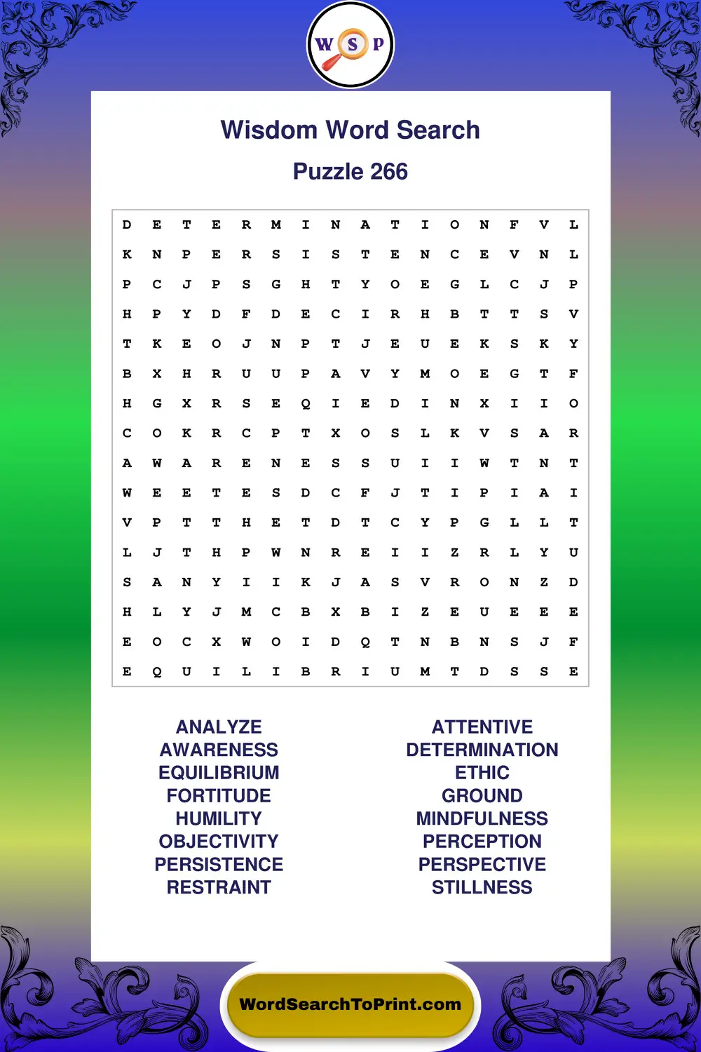 Wisdom Word Search Puzzle 266