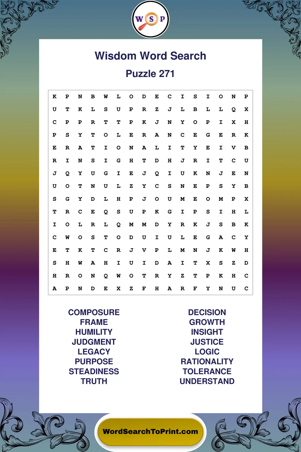 Wisdom Word Search Puzzle 271